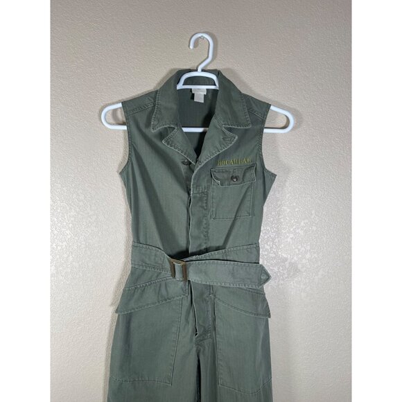 Rocawear Vintage Y2K Women's Belted Sleeveless Jumpsuit Army Green - Picture 3 of 14